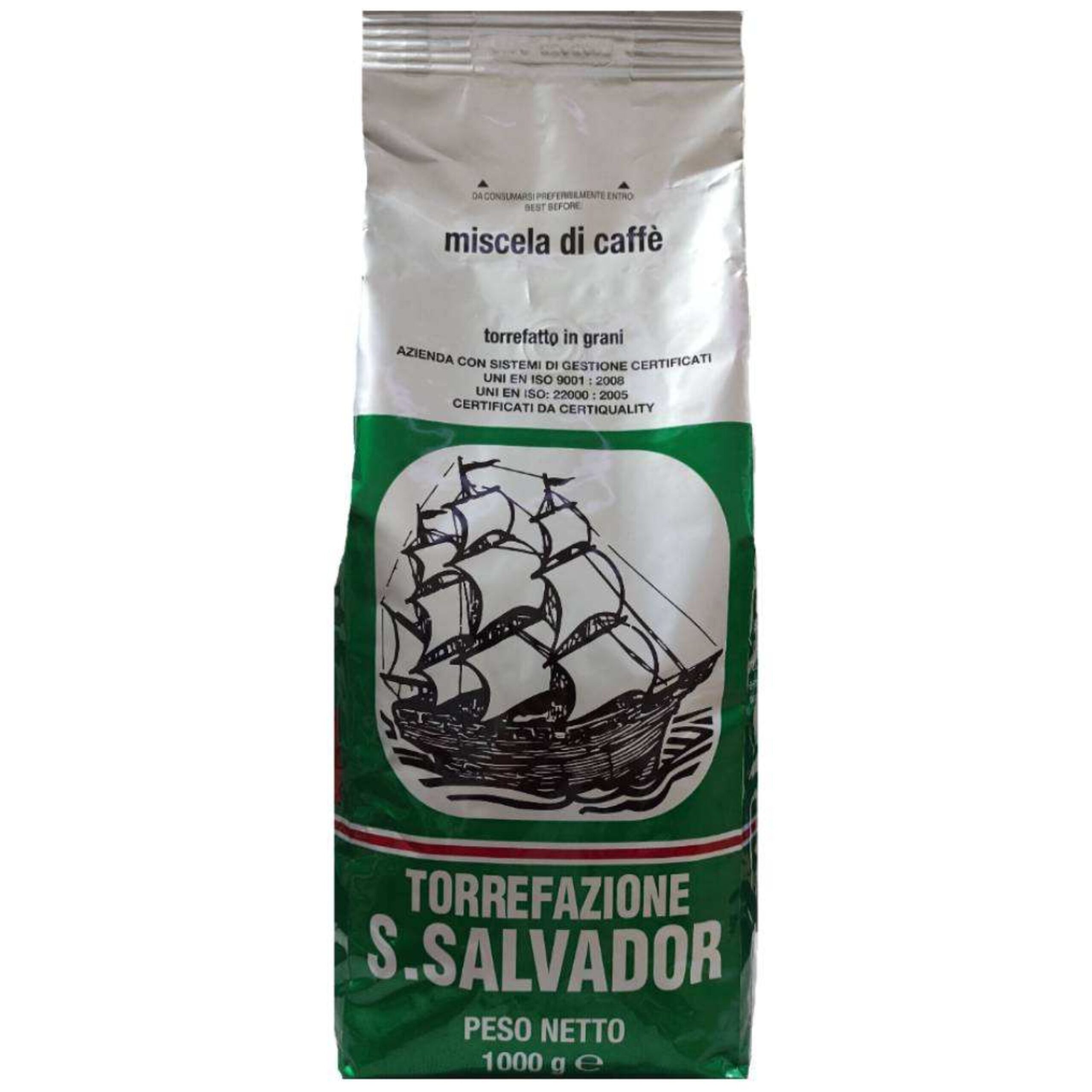 دانه قهوه سالوادور سبز 100% روبوستا 1کیلویی S.Salvador Miscela Di Caffe Coffee Beans باضمانت اصالت